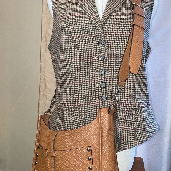 Rebecca Minkoff Brown Pebbled Leather Studded Shoulder Bag - Picture 2 of 10